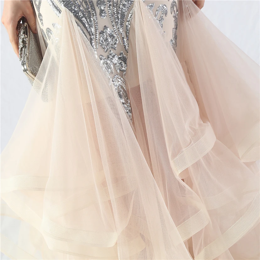 Vestido de actuación para celebración de baile caliente con cuentas de flores y posicionamiento de red rígida. view 63