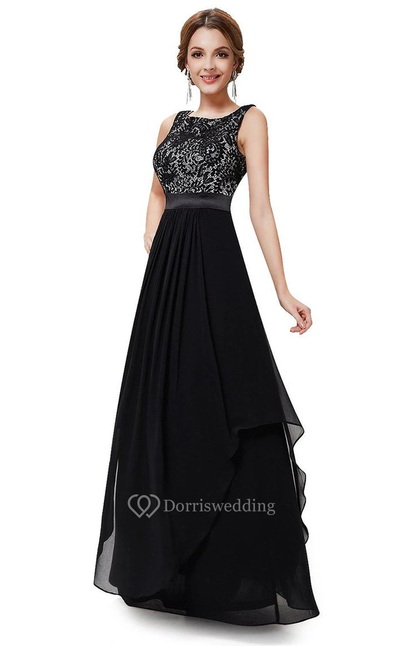 Robe sans manches en mousseline avec corsage en dentelle view 4