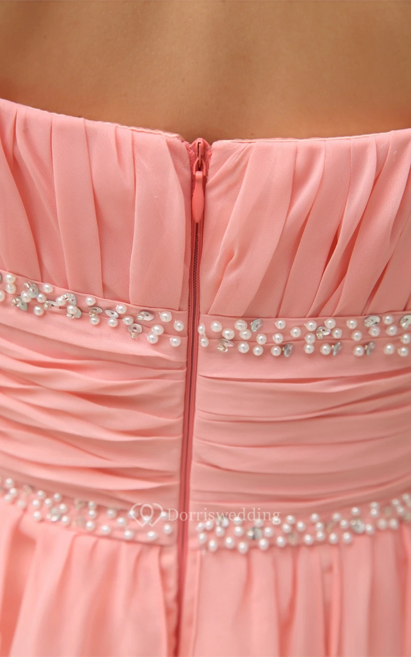 Sleeveless High-Low Chiffon Beading Waist and Dress With Ruching view 4