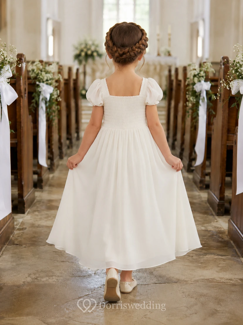 Prinzessinnen-Tüllkleid mit Spitzenoberteil, Ballkleid für Blumenmädchen mit Rundhalsausschnitt und wadenlangem Rock view 2
