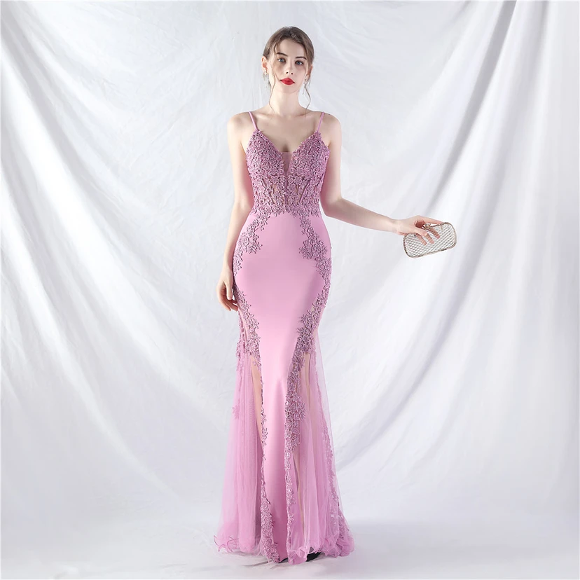 Spitzen-Abendkleid mit heißer Diamant- und Fischgrätenmuster-Weste, tiefem Taillenausschnitt, schulterfreiem Design und kurzer Schleppe view 21