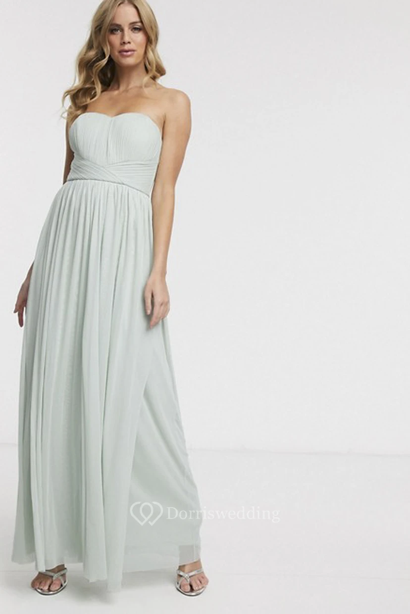 Sleeveless Chiffon Sweetheart With Ruching And Sash Ethereal Bridesmaid Dress
