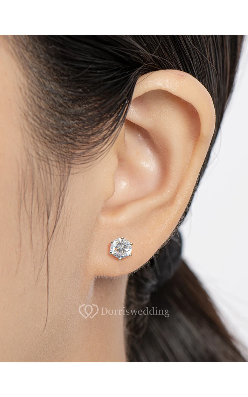 Fine Moissanite Stud Earrings view 4