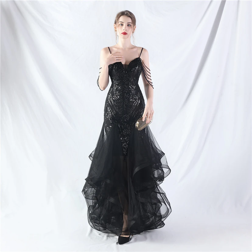 Handgefertigte Perlen, festes Netz, Positionierungsblumenperlen, Spleißnetz, heißes Tanz-Feier-Performance-Kleid view 45
