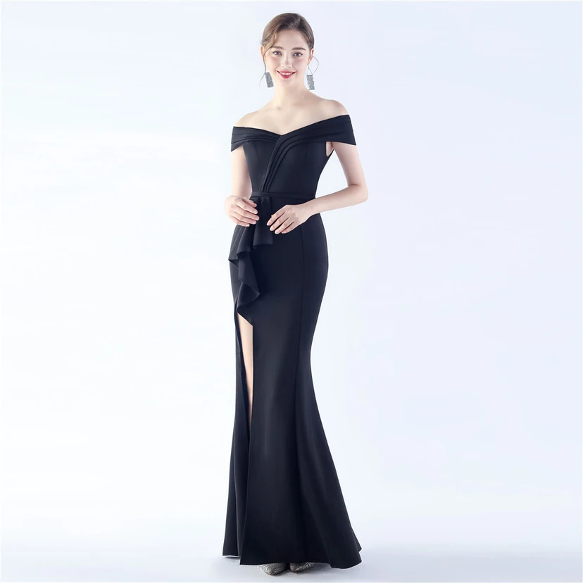 Klassisches langes Abendkleid aus Satin mit One-Shoulder-Ausschnitt view 20