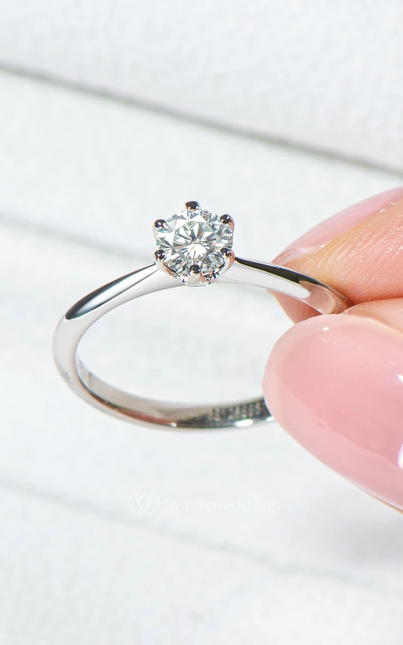 Alliances solitaires rondes en argent 925 view 7
