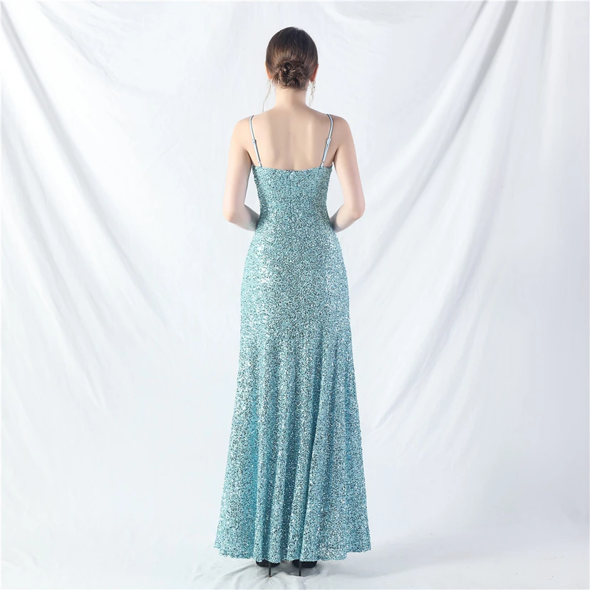 Robe longue trapèze évasée à paillettes, modèle phare du quotidien view 60