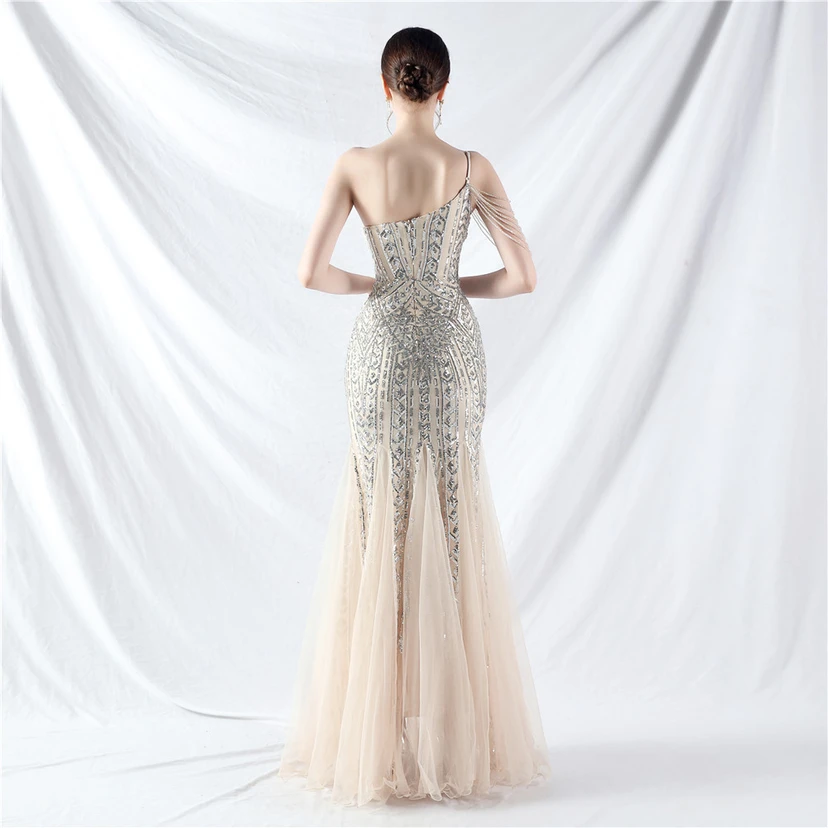 Robe de soirée haut de gamme ornée de perles de positionnement, de fleurs et de broderies en tulle. view 27