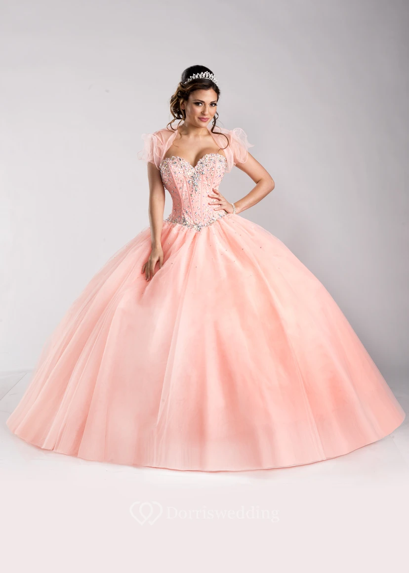 Sequined Corset Sweetheart Tulle Ball Gown With Removable Blouse