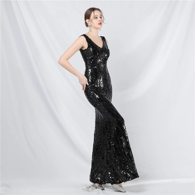 Robe de soirée longue à sequins irisés, nouvelle création view 11