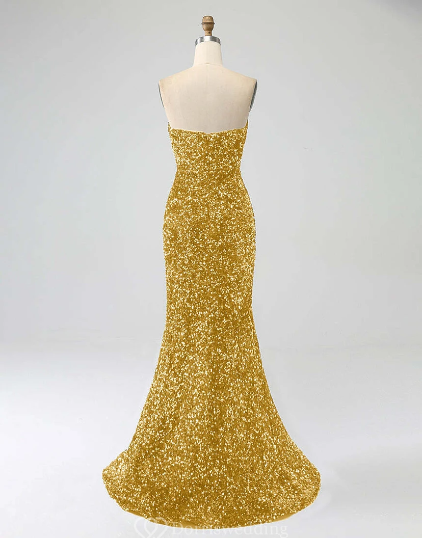 Robe bustier bleu roi à sequins et fente jusqu'à la cuisse view 22