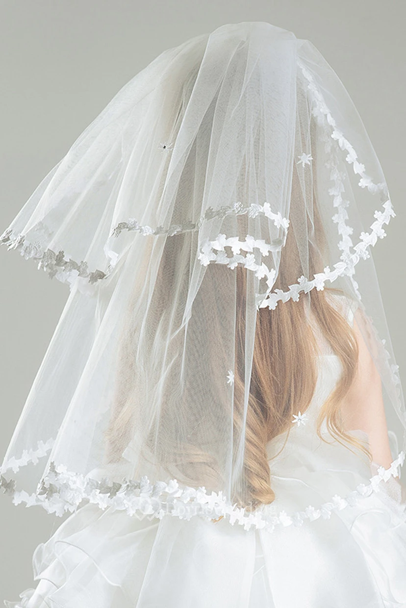 Sweet Crown Multi-layer Lace Bottom Tulle Flower Girl Veil view 2