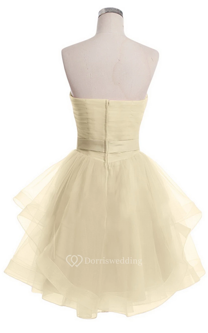 Sweetheart A-line Mini Dress With Pearled Waist view 12