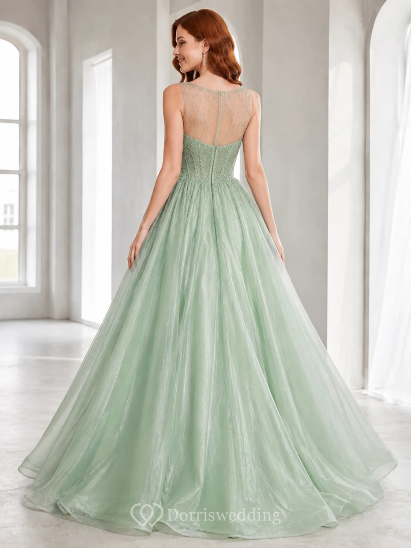 Celadon Spaghetti Sweetheart Tulle Ball Gown Quinceanera Dress Garden Romantic view 2