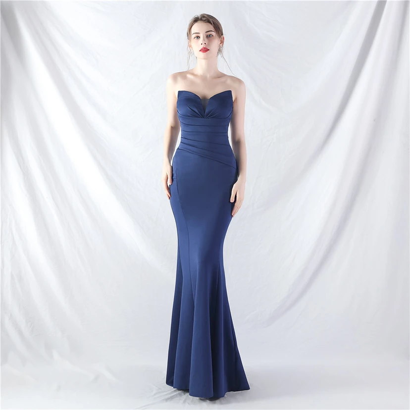 Craft Dress Sexy Off-Shoulder Wrapped Chest Satin Evening Dress view 9
