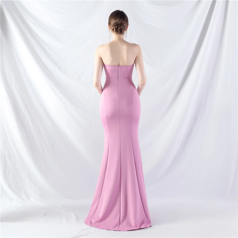 Craft Dress Sexy Off-Shoulder Wrapped Chest Satin Evening Dress view 22