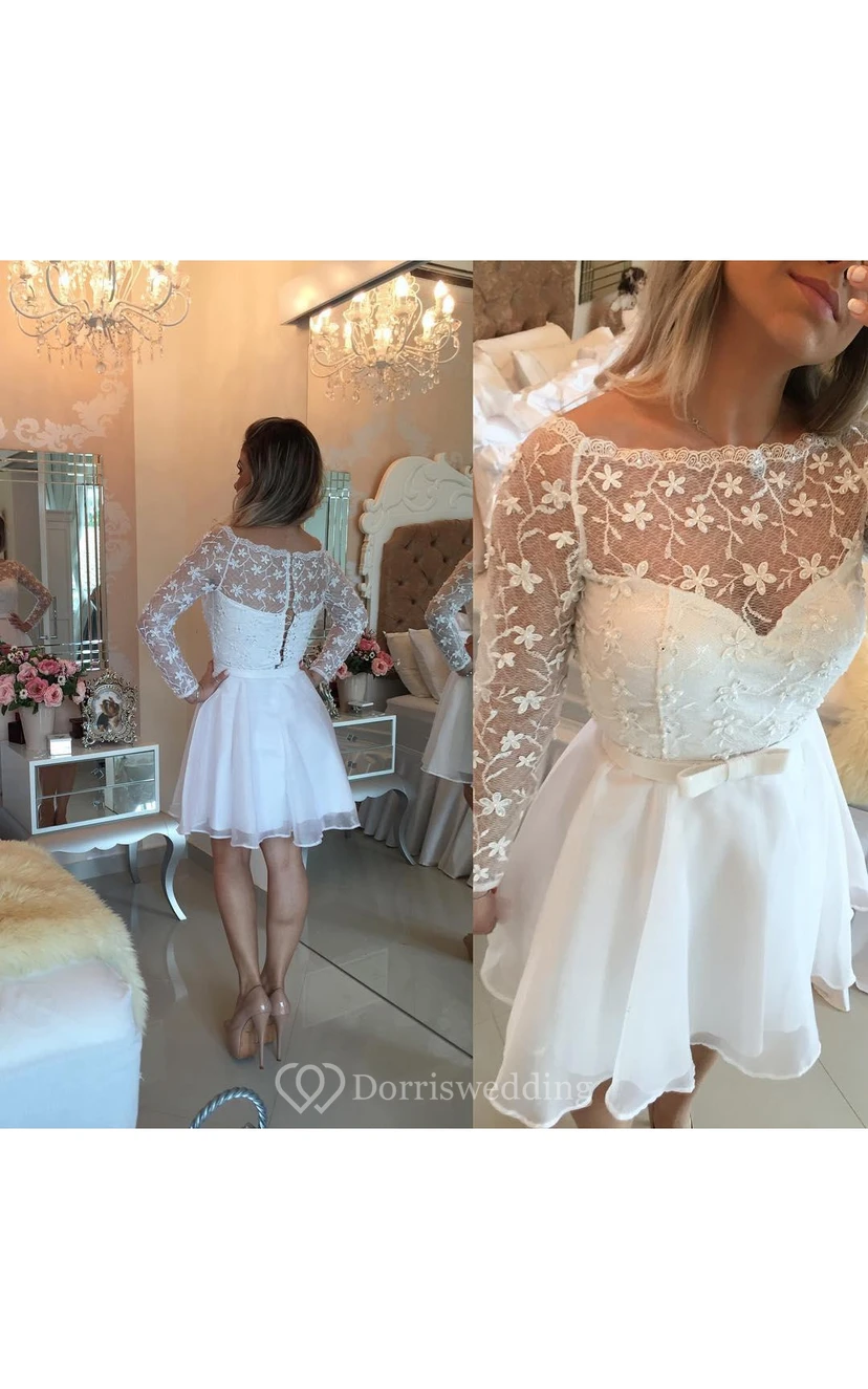Robe de bal de fin d'année en dentelle blanche, manches courtes ou longues, robe cocktail