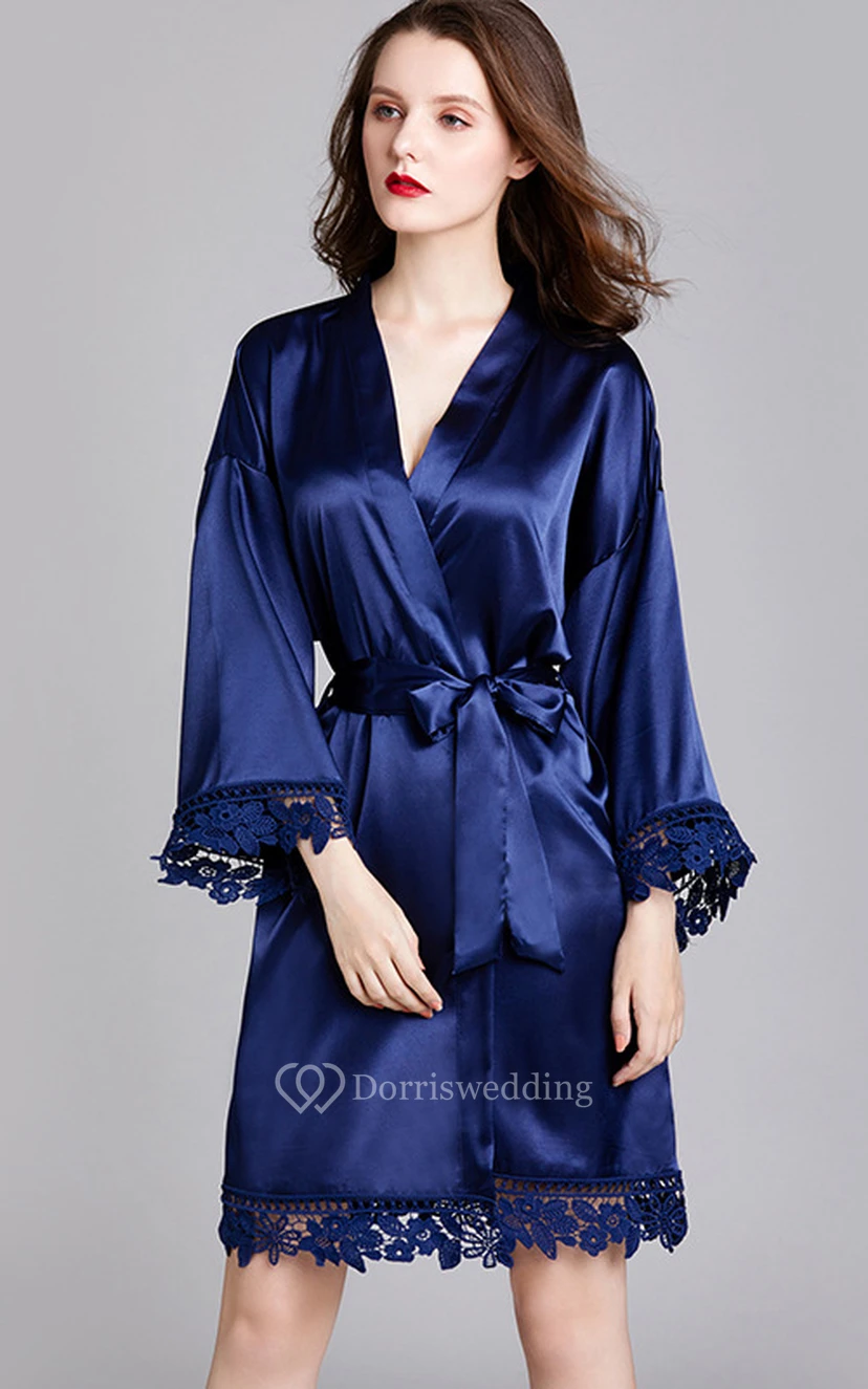 Laced Plain Bride Bridesmaid Robe view 4