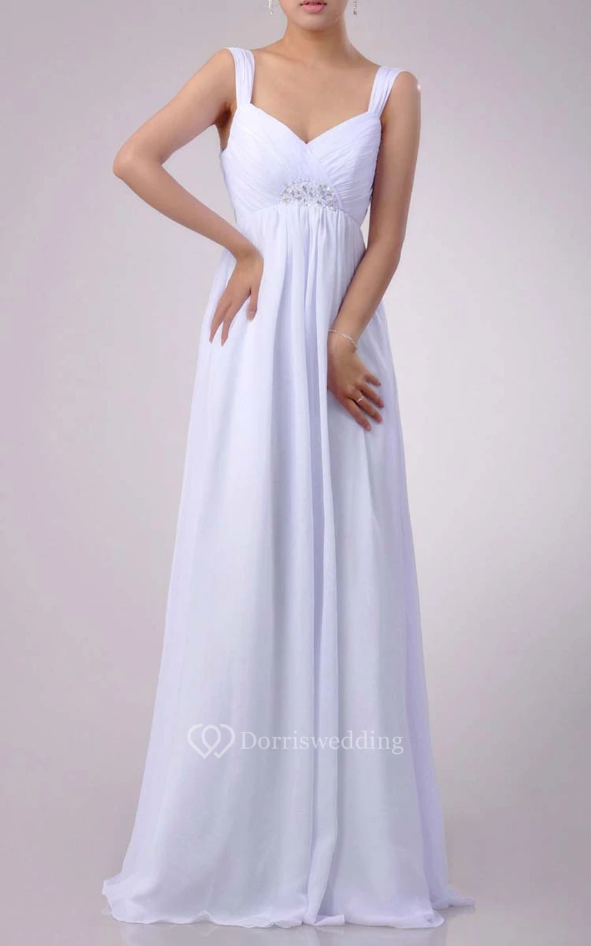 Floor-length Sweetheart Empire Chiffon Dress With Beading view 2