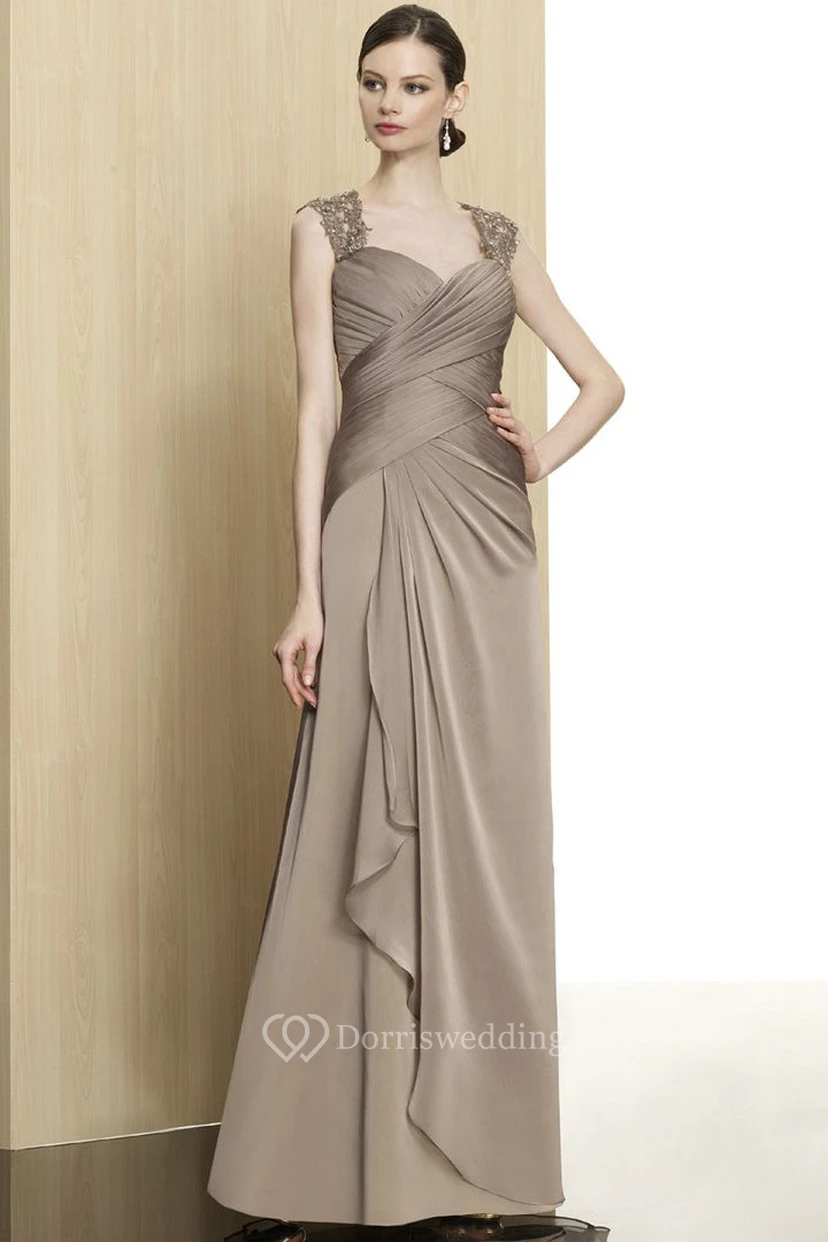Criss-Cross Sleeveless Queen Anne Chiffon Formal Dress