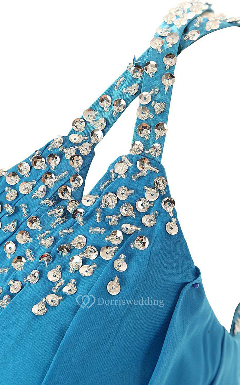 Robe asymétrique en mousseline avec détails perlés view 4