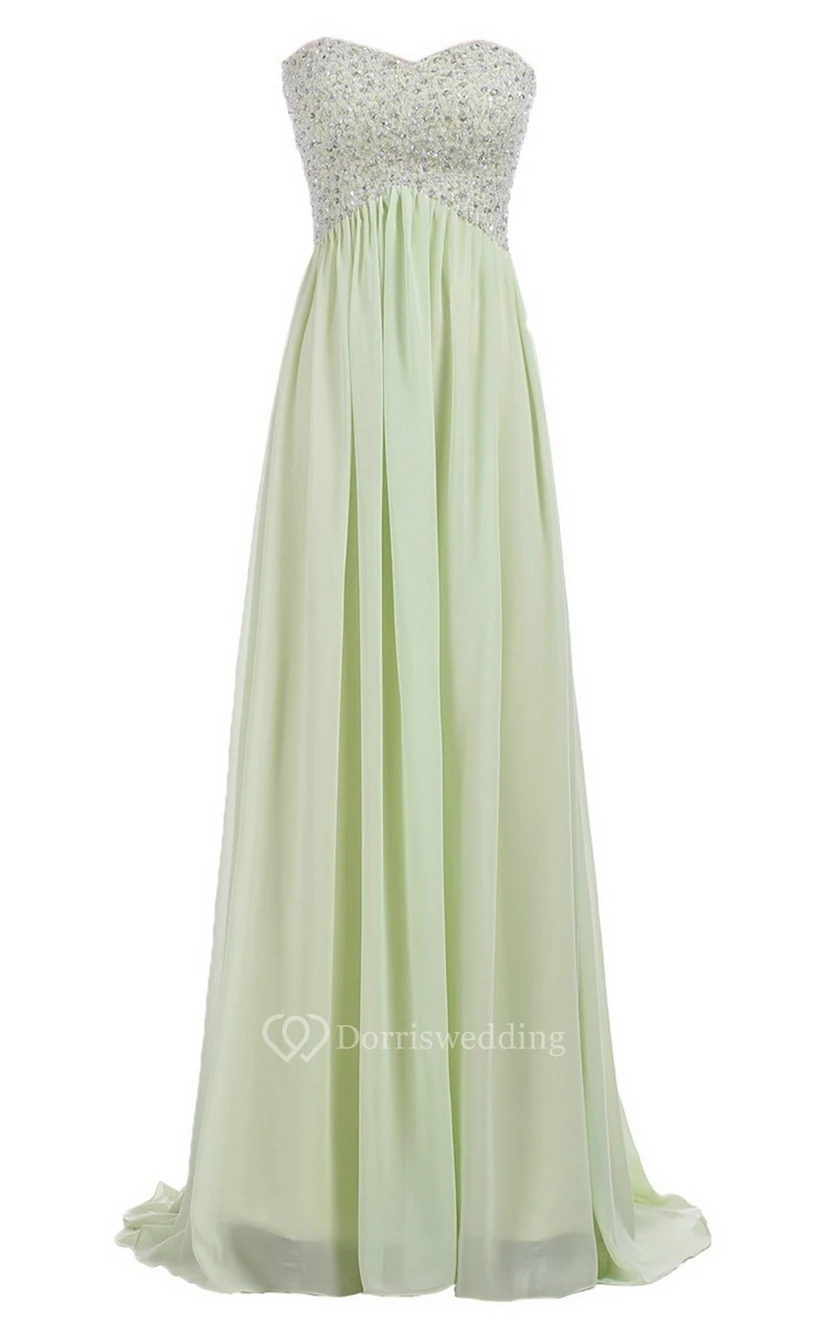 Sweetheart Empire Long Gown With Sequined Bodice view 9