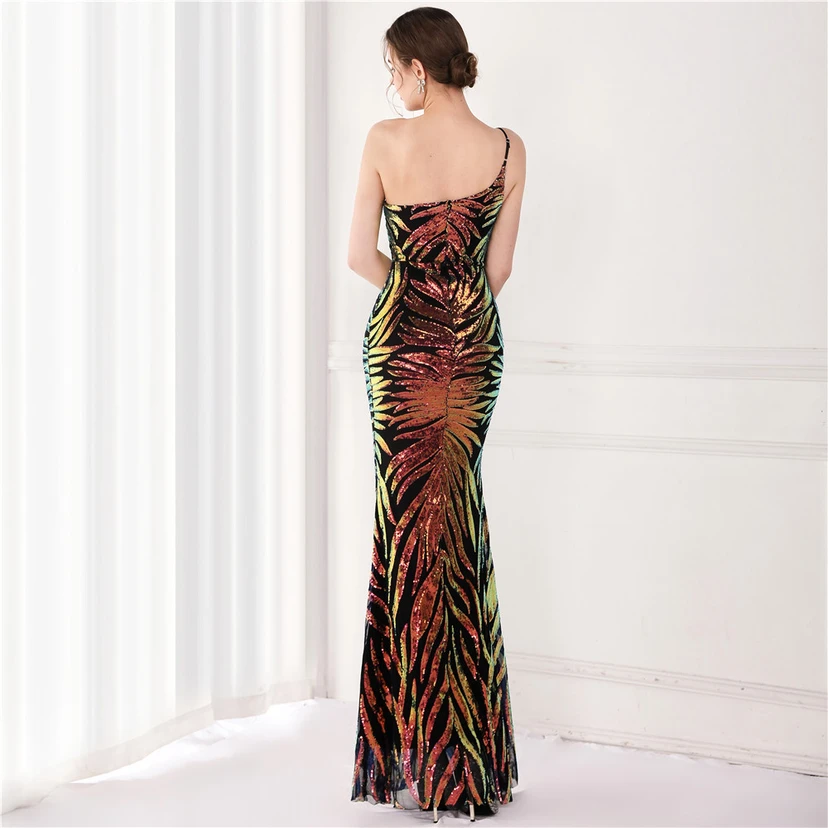 New Sequin Sequin Fairy Celebrity Party Party Evening Dress Sexy Long Toast Dress Bride view 9