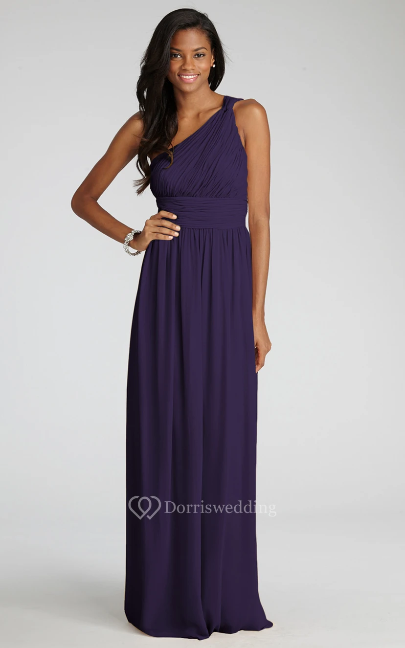 Long-Chiffon Modern One-Shoulder Dress With Ruching view 30
