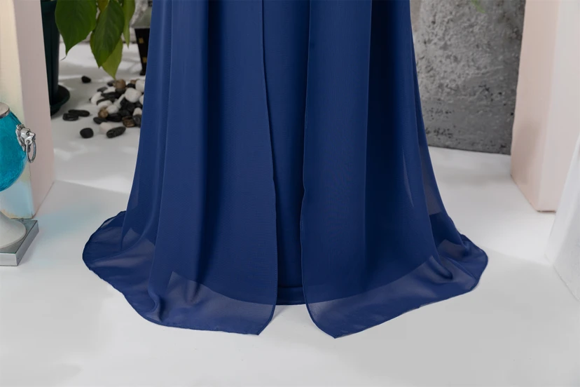 Lace Scoop-neck Cap Two-Tone Dark Blue Flowergirl Dress view 4