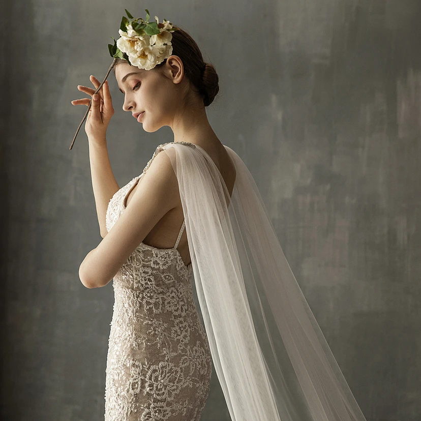 Ethereal Tulle Cathedral Wedding Veil view 3