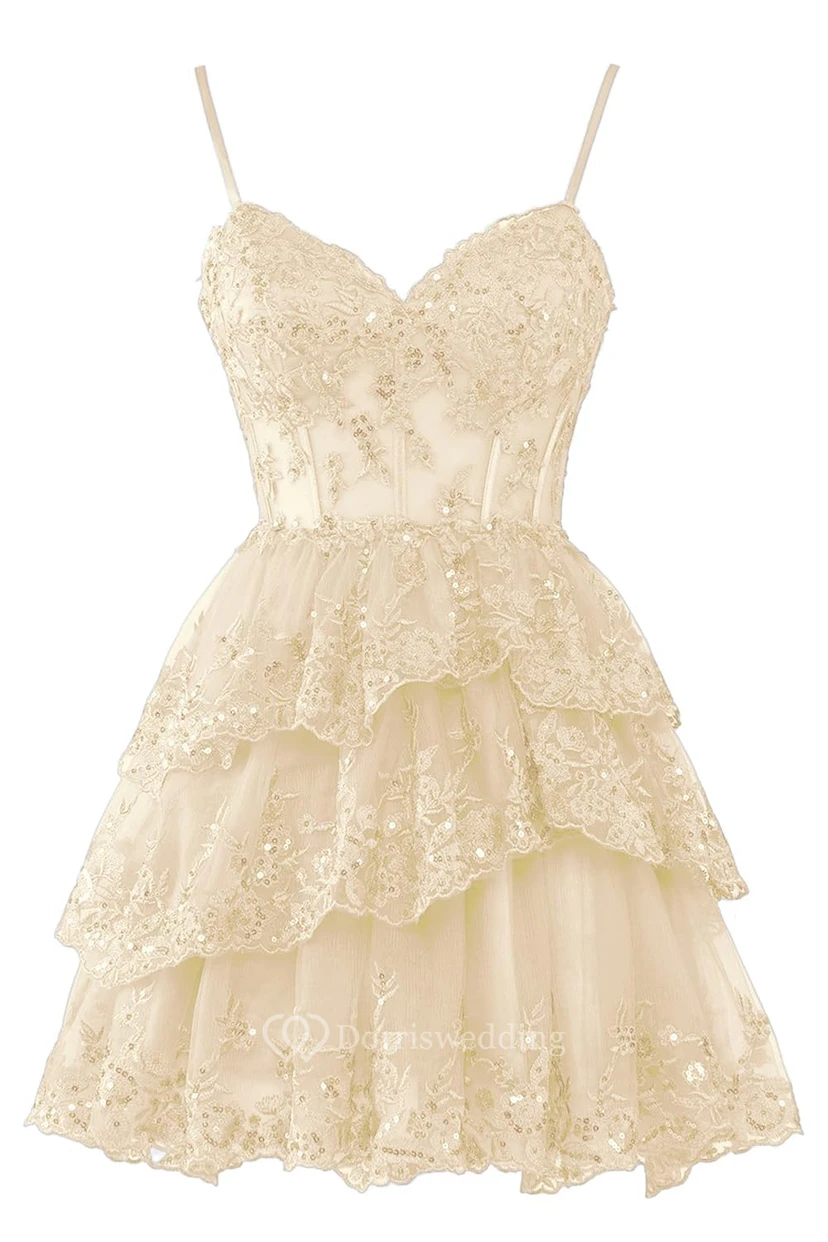 Blue Off-the-Shoulder Short Dress with Lace view 10