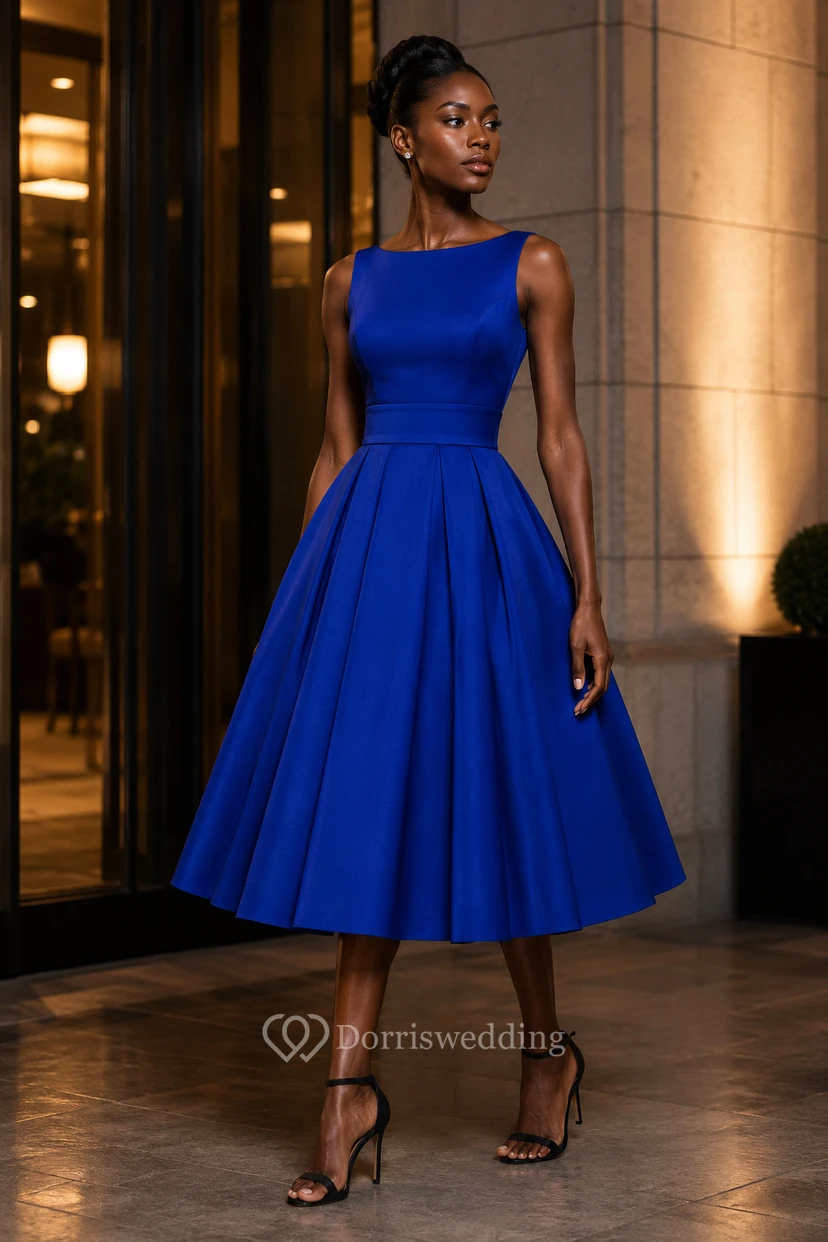 Simple Pleated Knee-Length Frock view 8