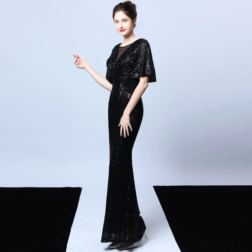 Elegantes Abendkleid mit Polyestergarn, Quasten, Pailletten und Fischschwanzsaum für Damen im Herbst view 19