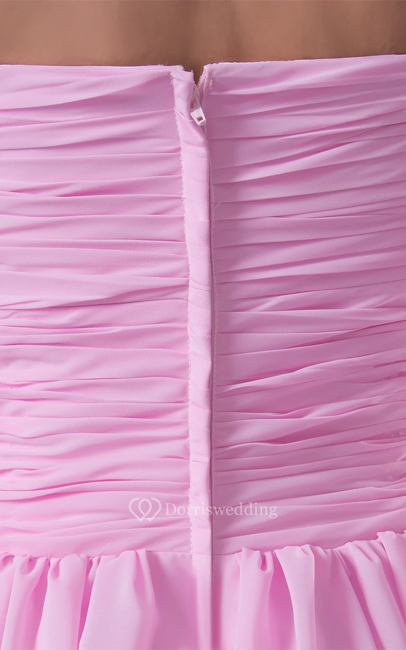 Pastel Chiffon Asymmetrical Pleats and Dress With Ruching view 5