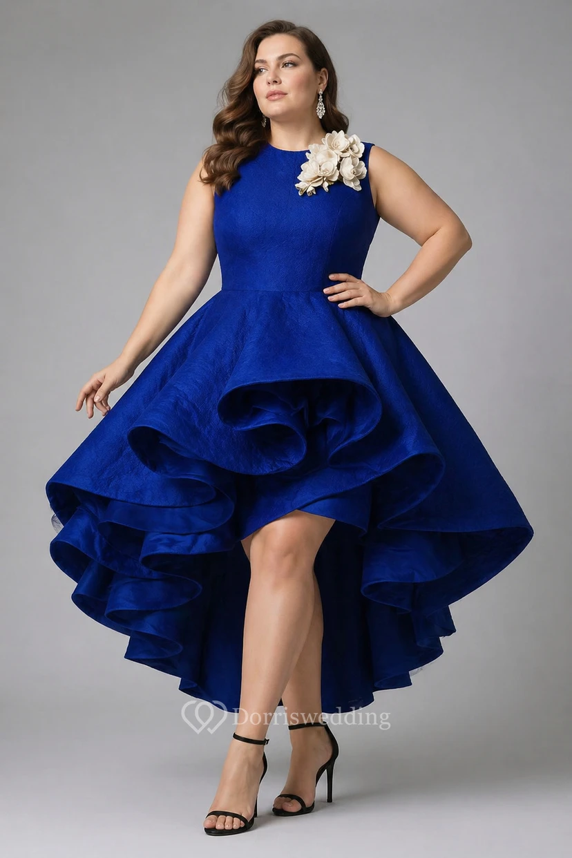Vestido de cóctel/boda/fiesta negro formal gótico asimétrico con volantes y múltiples capas y escote joya view 5