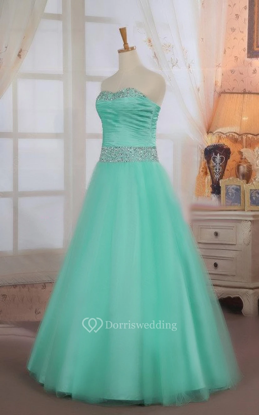 Sweetheart Ruched Tukke Ball Gown With Beading  view 4