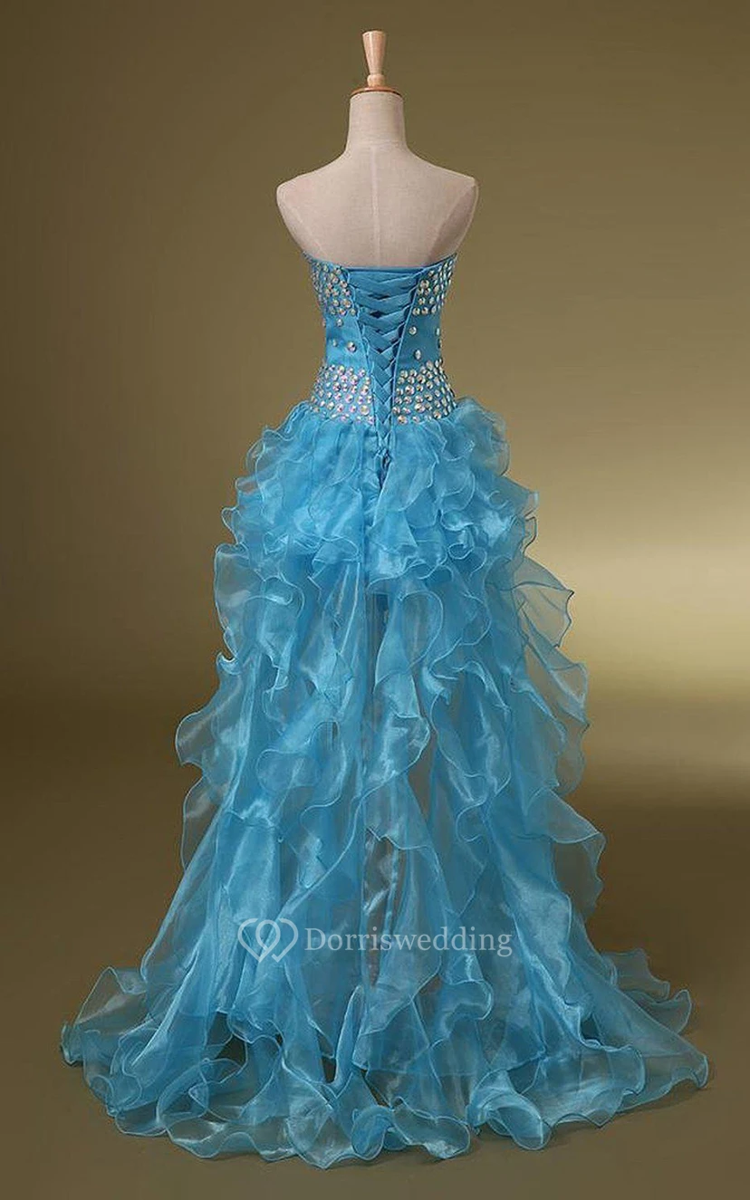 Sweetheart Asymmetrical A-line Dress With Sequins