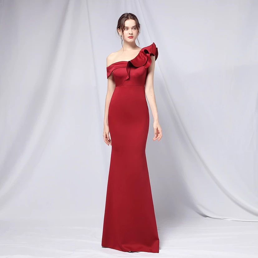 Sechsfarbiges, einseitig schulterfreies Abendkleid für festliche Anlässe, langes, elegantes, figurbetontes und sexy Meerjungfrauenkleid view 59