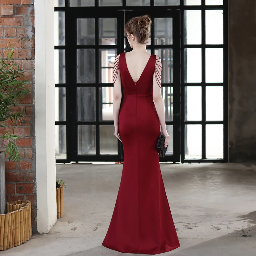 Toast Dress Bride Long Sling Thank-You Banquet Slim Fishtail Skirt Wedding Car Model Exhibition Dress view 35