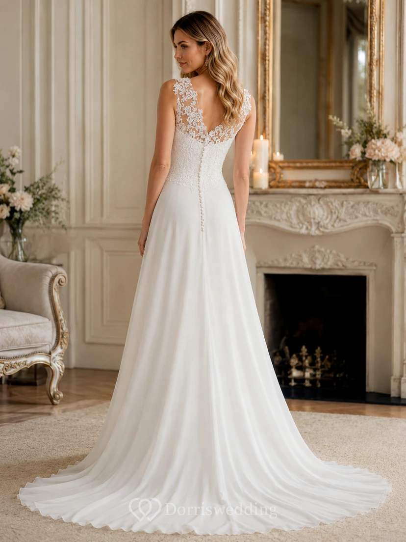Vestido corto con tirantes, escote corazón en V, fruncido ilusión, apliques de cuentas, bordado de flores, cola de pincelada con flores de ilusión, sin espalda, cremallera, espalda con cordones de ilusión, tirantes con abertura, encaje y lentejuelas. view 2