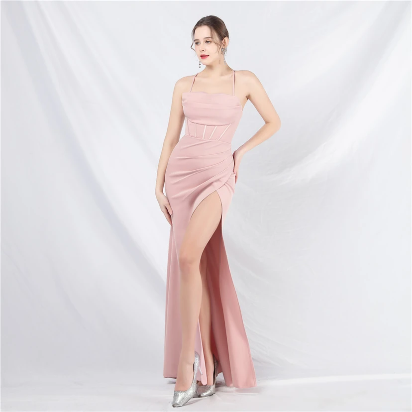 Vestido de noche de alta gama con tirantes y chaleco tipo espina de pescado Palace view 30