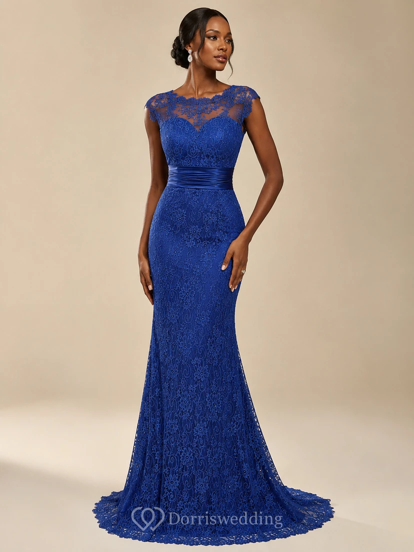 Trompeten-Maxikleid, ärmellos, plissiert, mit Perlenstickerei, Spitze und Satin view 5