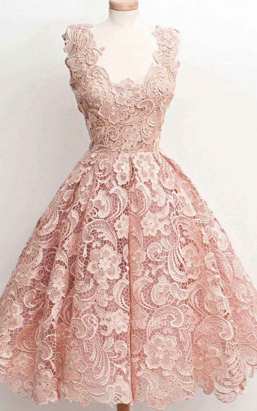 Dreaming Sleeveless Knee-length Lace Dress