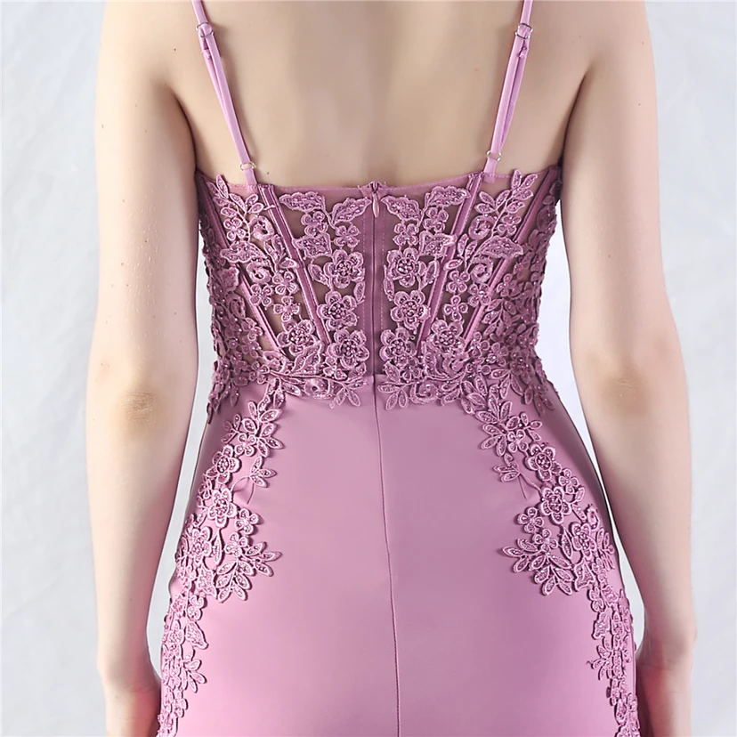 Spitzen-Abendkleid mit heißer Diamant- und Fischgrätenmuster-Weste, tiefem Taillenausschnitt, schulterfreiem Design und kurzer Schleppe view 25