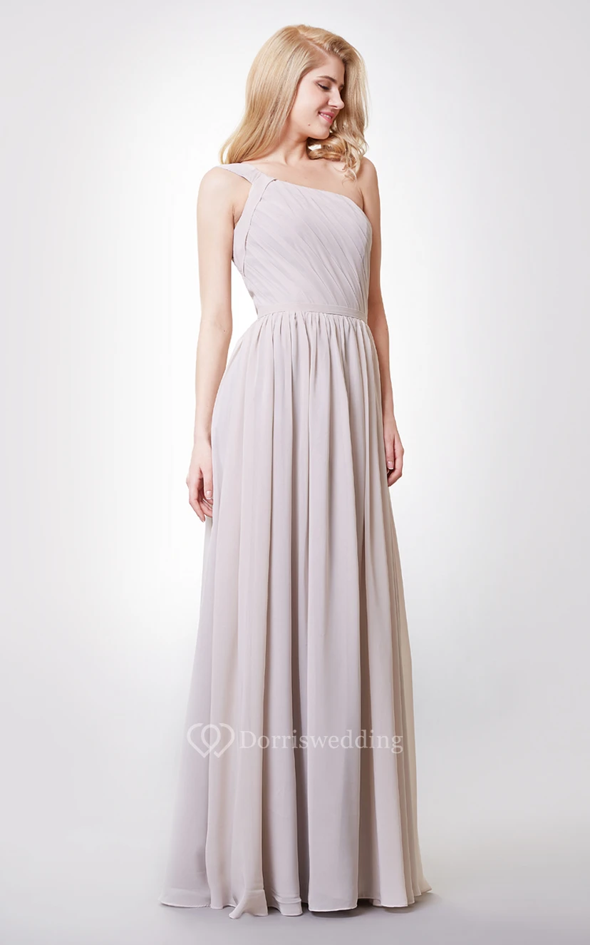 Graceful One-shoulder A-line Chiffon Floor Length Dress view 5
