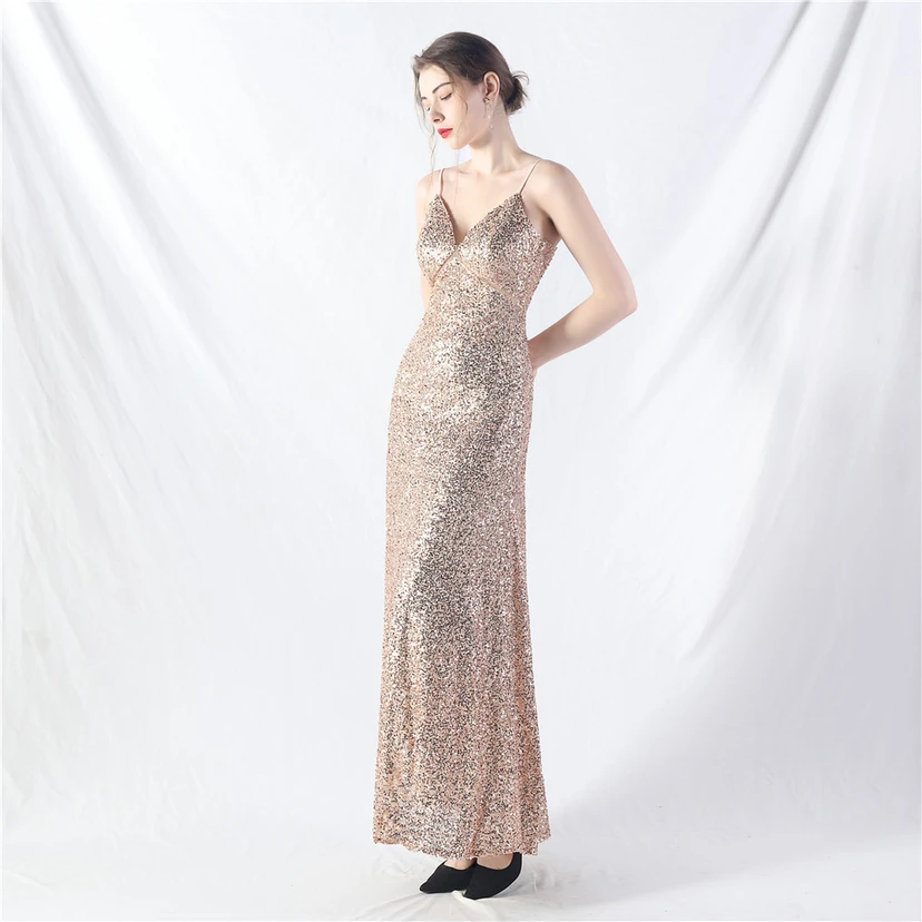 Robe longue trapèze évasée à paillettes, modèle phare du quotidien view 39