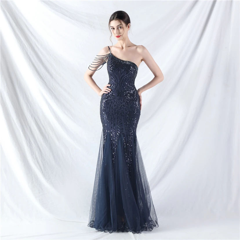 Robe de soirée haut de gamme ornée de perles de positionnement, de fleurs et de broderies en tulle. view 66