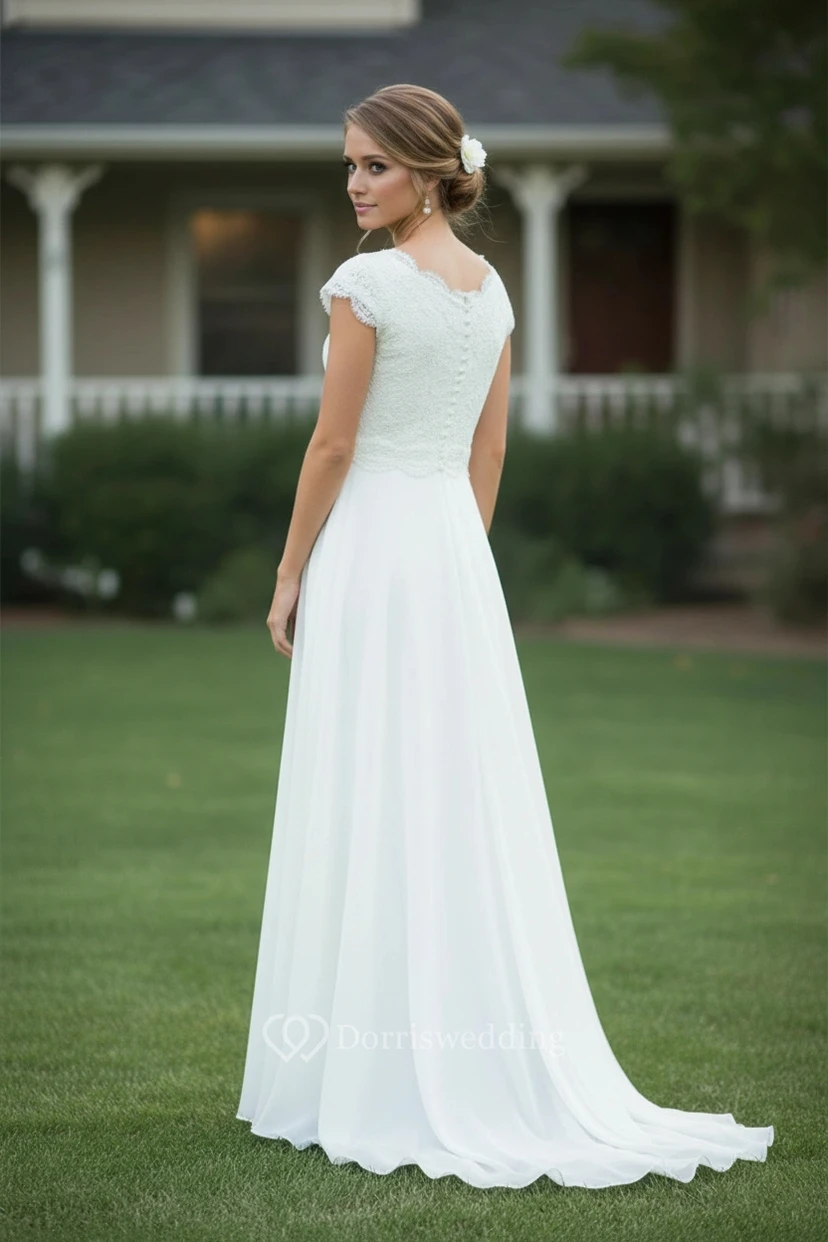 Classic Scalloped Chiffon Bridesmaid Dress view 2