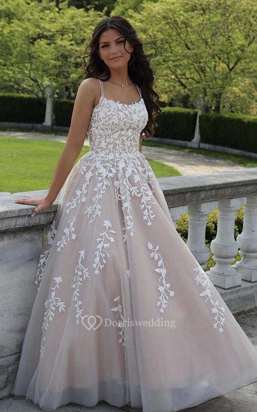 Tulle Floor-length Brush Train A Line Sleeveless Adorable Formal Dress with Ruffles view 3