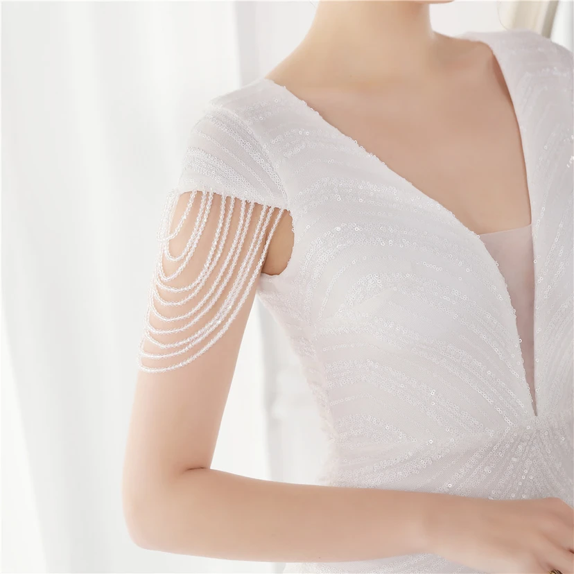 Paillettenbesetztes, handwerklich perfekt gefertigtes, perlenbesetztes Party-Abendkleid – sexy langes Kleid für die Braut view 54